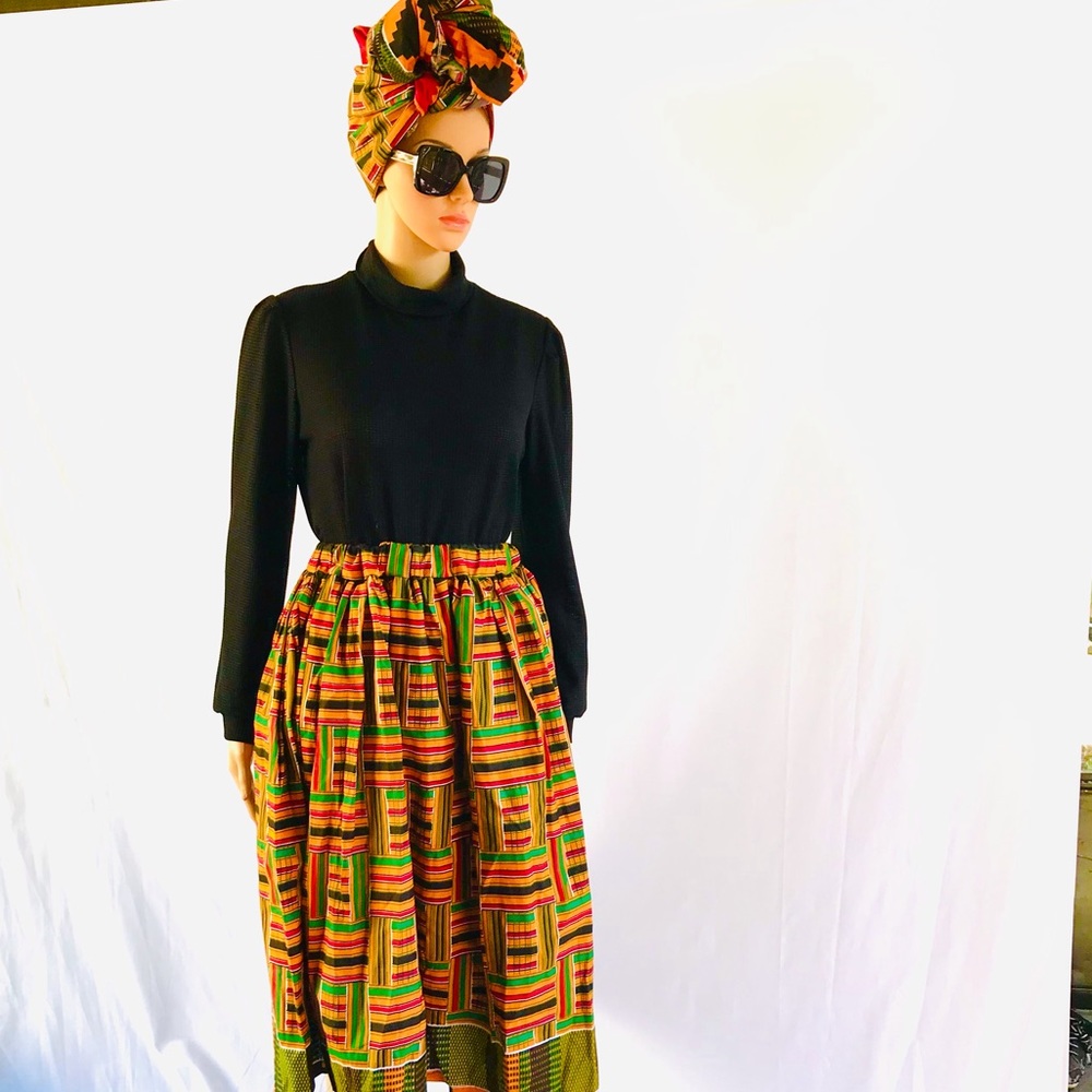 Kente Skirt with Head Wrap